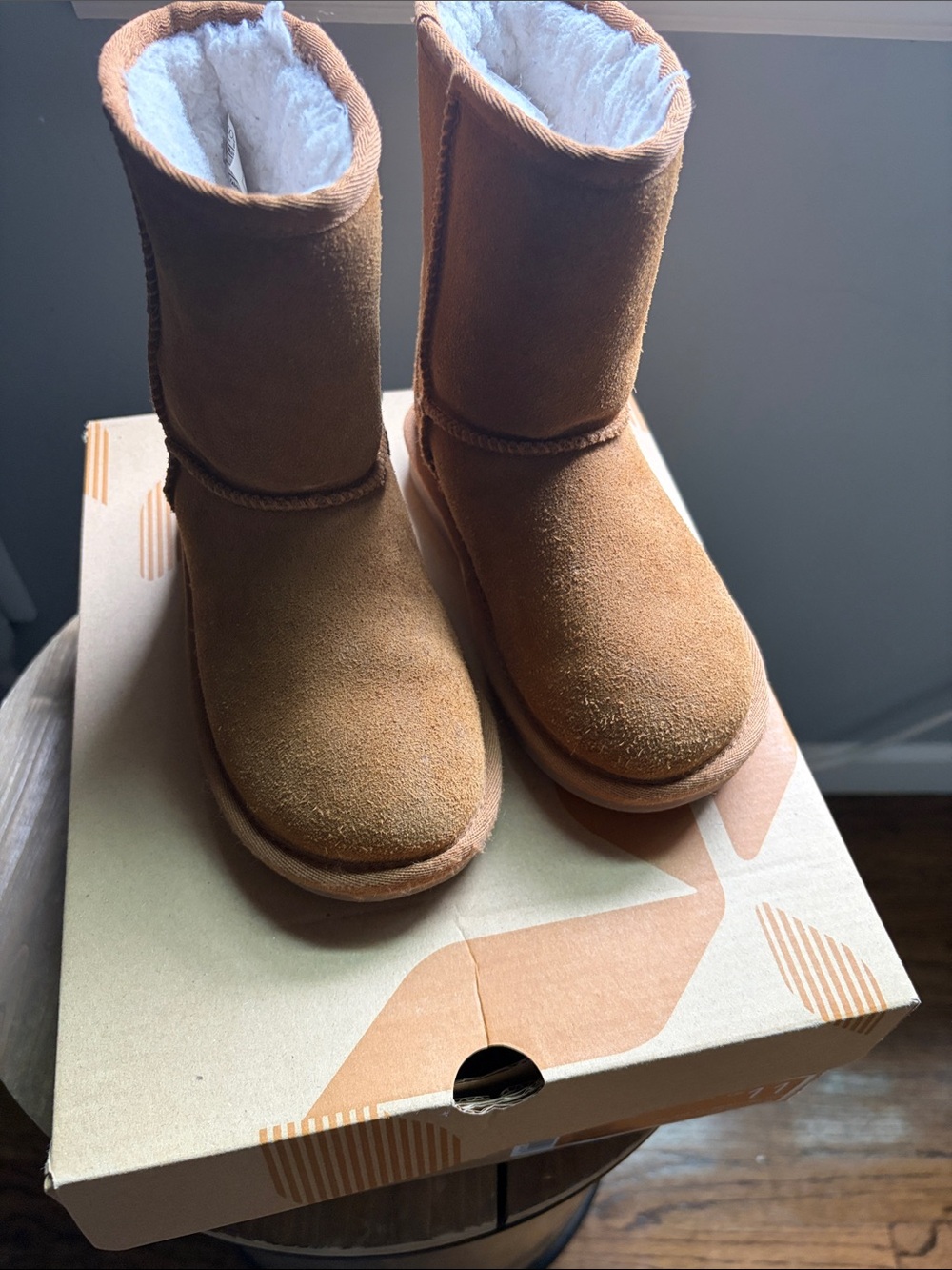 Koolaburra Kids Chestnut Suede Shearling Boots